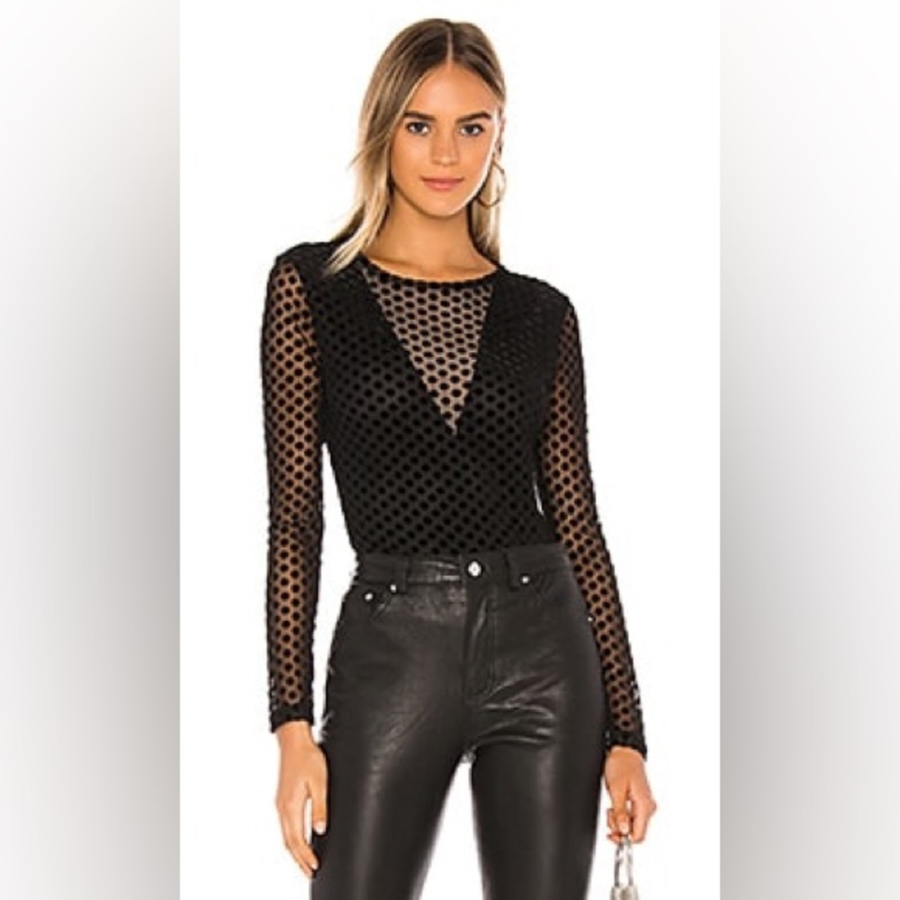 NWT BCBGMAXAZRIA Polka Dot‎ Top in Black